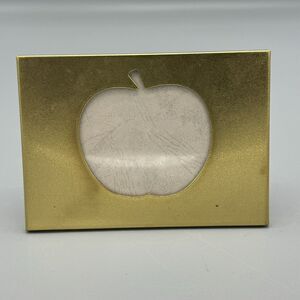 Vintage Brass Glass Apple Desk or Wall Hanging Photo Frame Korea 1980s Kitschy